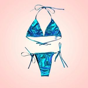 Viper blue metallic 2 pc bikini (Sz M)